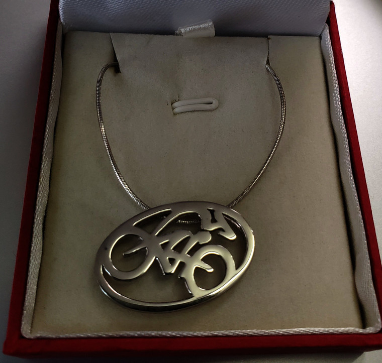 Sterling Silver Cycling Kangaroo Pendant