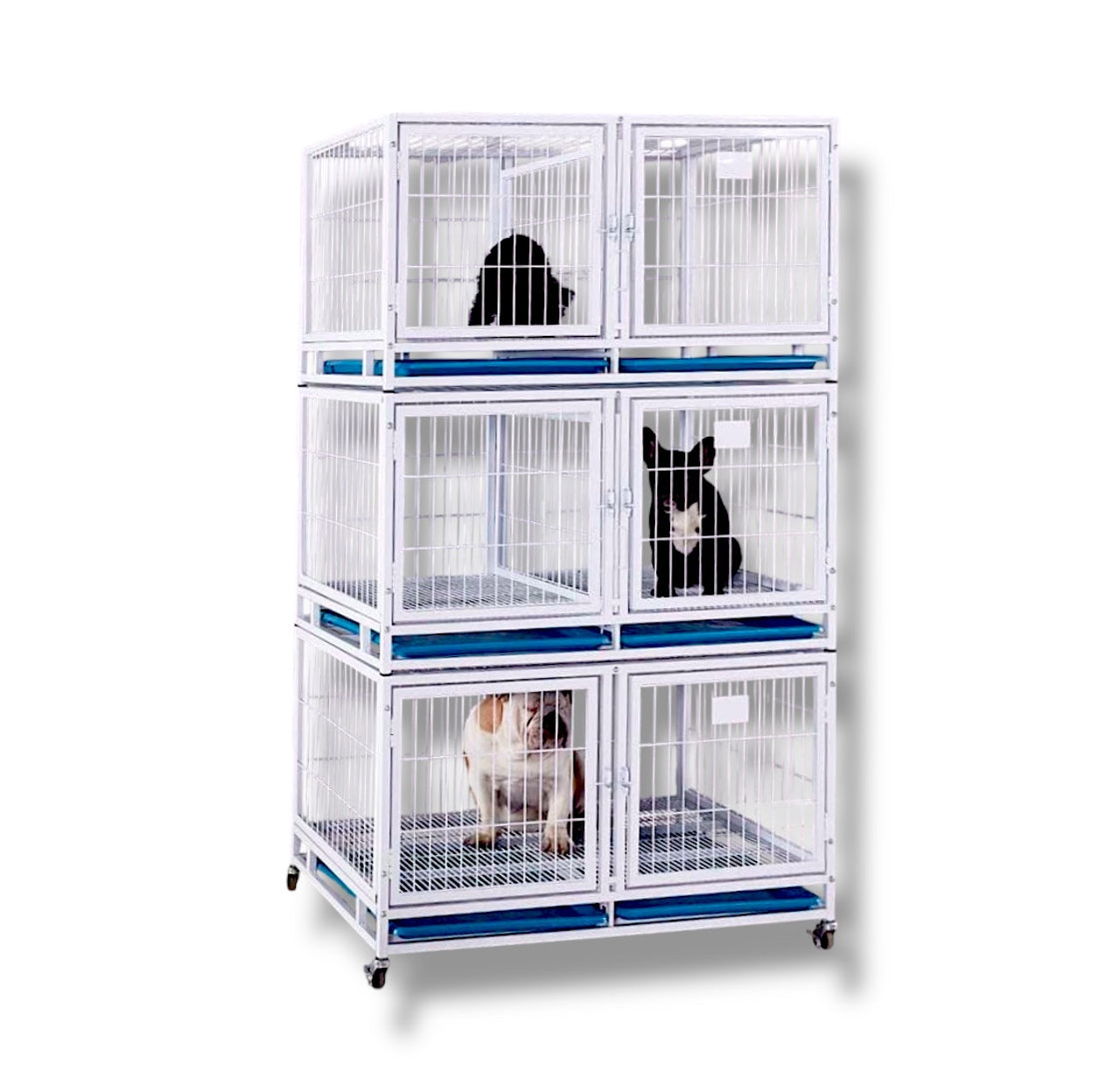 Pet-Agree Coated White Wire Cage Bank - 6 small - 3 larges