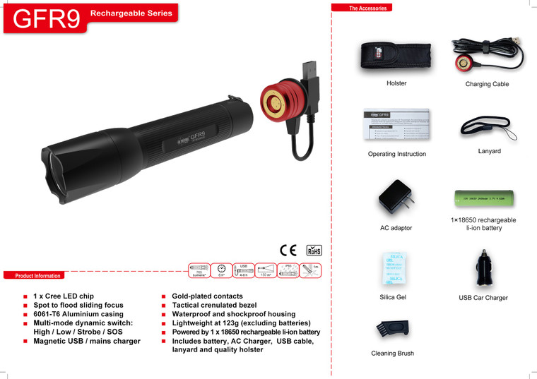 GES RECHAR FLASHLIGHT 785 LM  (GFR9)