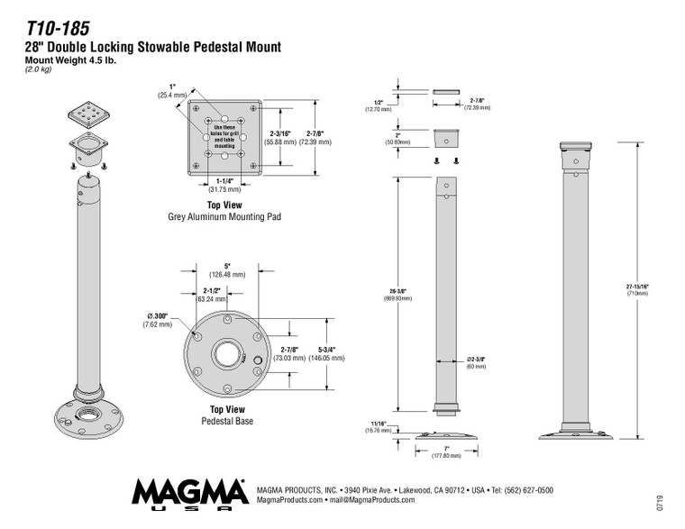 MAGMA PEDESTAL MOUNT 28"  (T10-185)