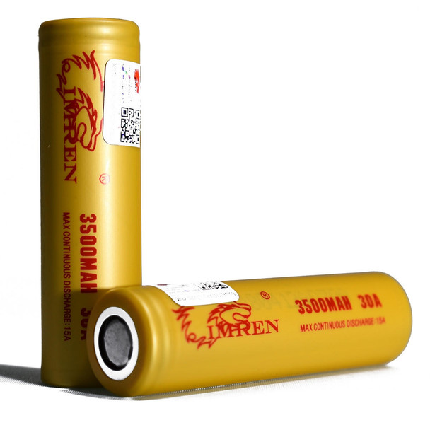 Imren IMREN 18650 3500mah 30a (Flat Top/ GOLD)  2 PACK
