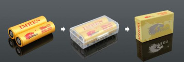 IMREN 18650 3000mah 45A (2 pieces / Flat Top / GOLD / Battery Case included)