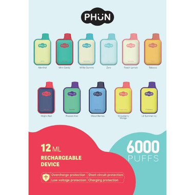 PHUN Box 6000 Puffs - $9.69 - Rechargeable Disposable Vape