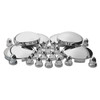 COMPLETE STAINLESS STEEL HUB CAP & CHROME ABS PLASTIC NUT COVER KIT