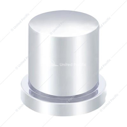 33MM X 2" CHROME PLASTIC FLAT TOP NUT COVER WITH FLANGE - PUSH-ON