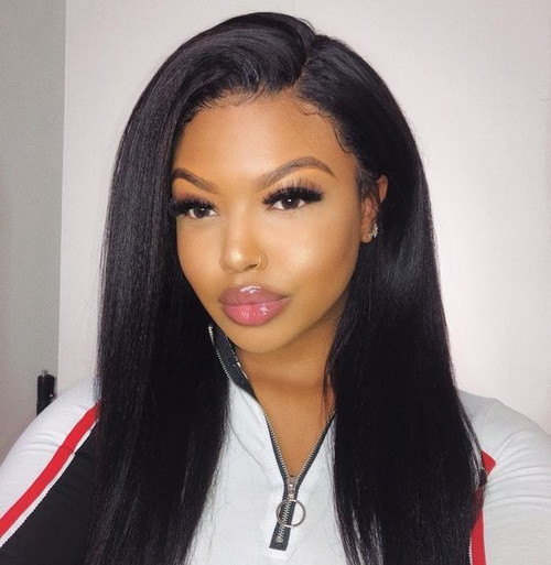 SHEQUEWIGS -KINKY STRAIGHT HUMAN HAIR LACE FRONT WIGS - SLF19X04