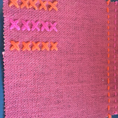 Hessian with Stitching - Pink