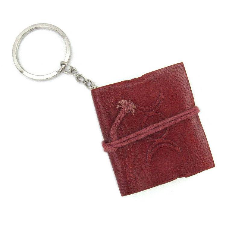 Triple Moon Mini Leather Journal Key Chain