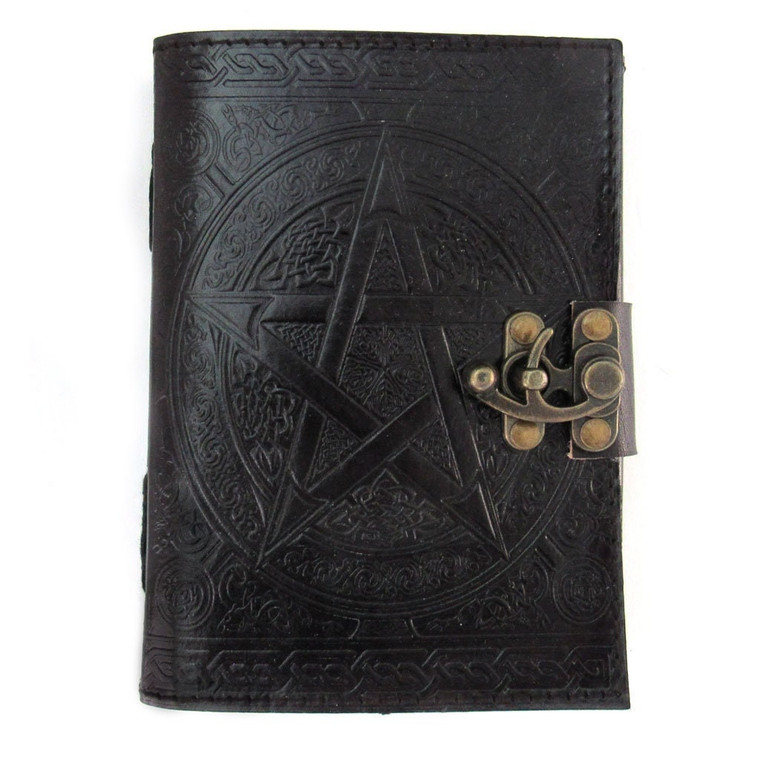 Black Leather Pentagram Journal with Latch