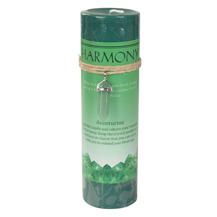 Harmony Pillar Candle with Aventurine Pendant (Crystal Energy Candle)