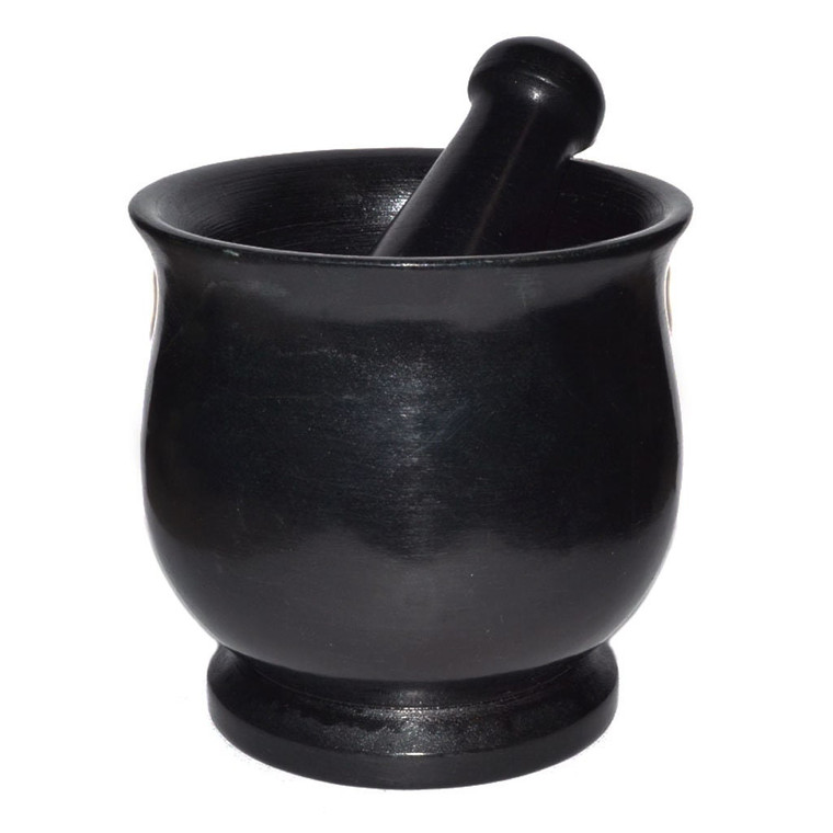 Large Black Stone Mortar and Pestle