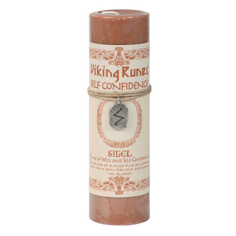 Self-Confidence Pillar Candle with Sigel Rune Pendant