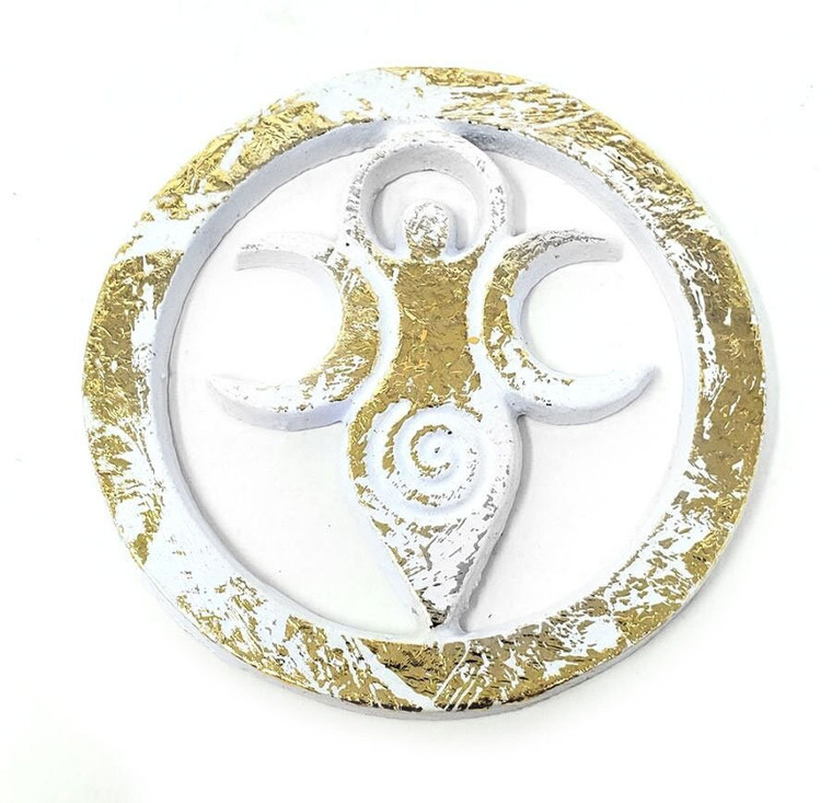 Goddess of Earth Altar Tile (White with Gold)