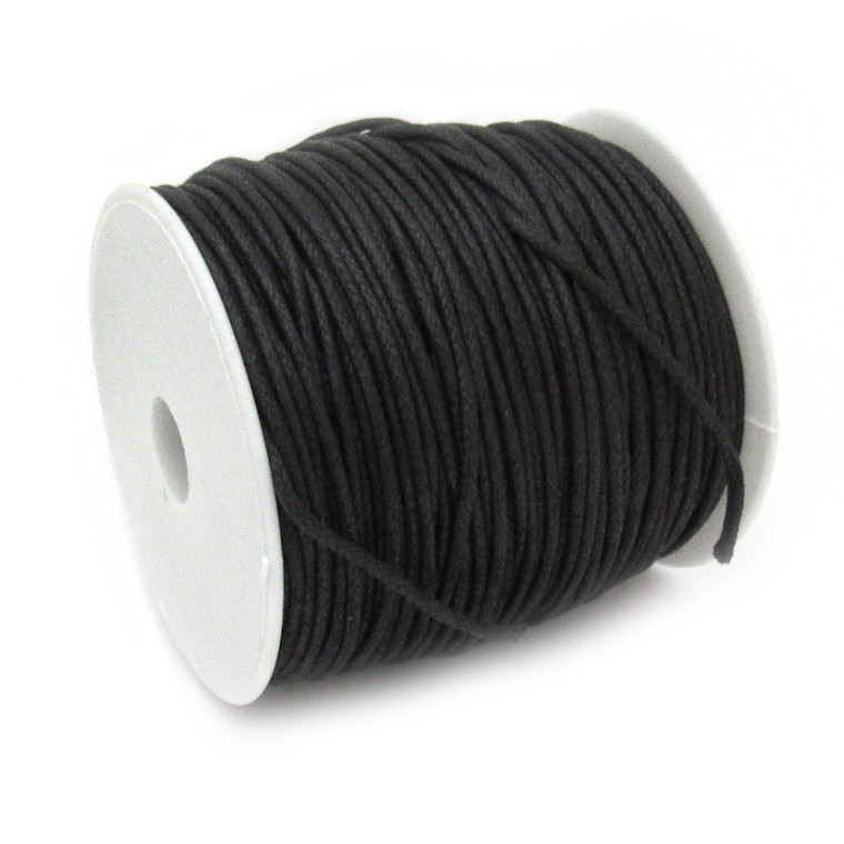 2mm Black Waxed Cotton Cord (100 Meters)