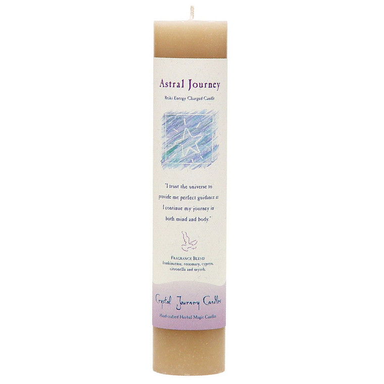 Astral Journey Reiki Charged Pillar Candle by Crystal Journey