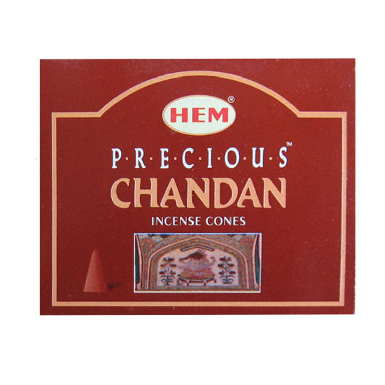 Precious Chandan Cone Incense by HEM (Box of 10 Cones)