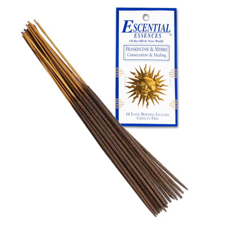Frankincense & Myrrh Incense Sticks by Escential Essences (Package of 16)