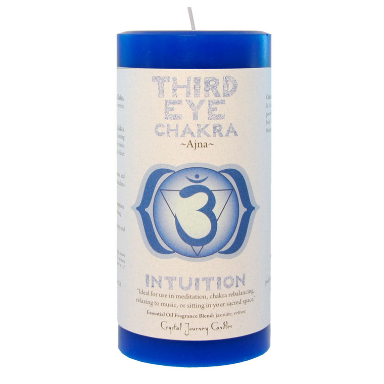 Third Eye Chakra Pillar Candle by Crystal Journey