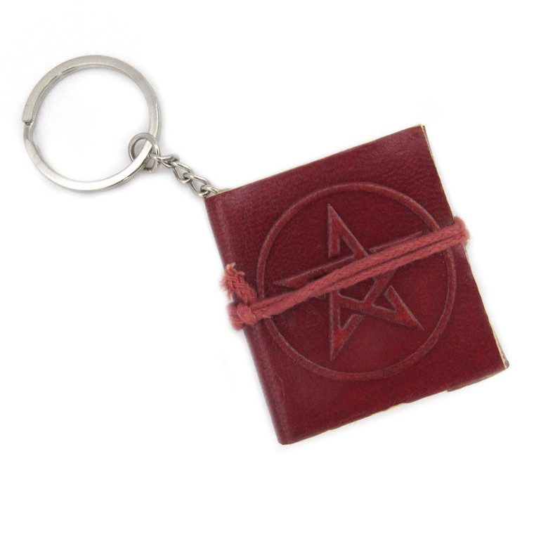 Pentagram Mini Leather Journal Key Chain