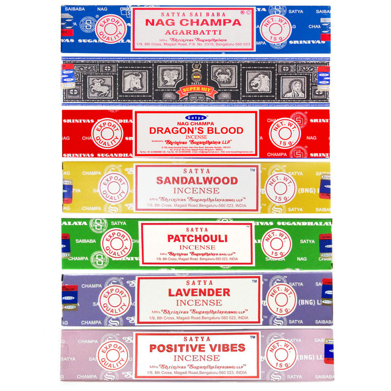 Satya Incense Sticks (15 g) Variety Pack - 7 Boxes