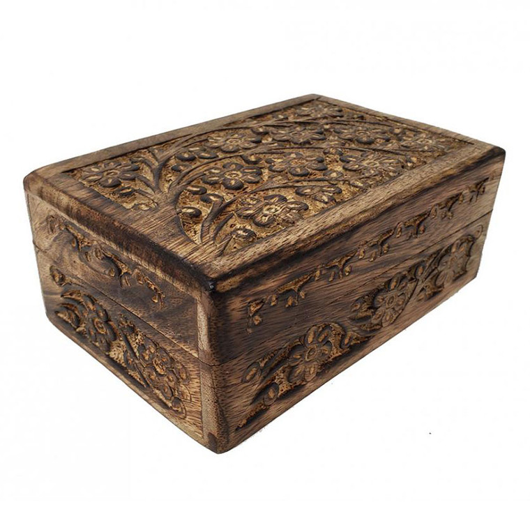 Floral Carved Wood Box