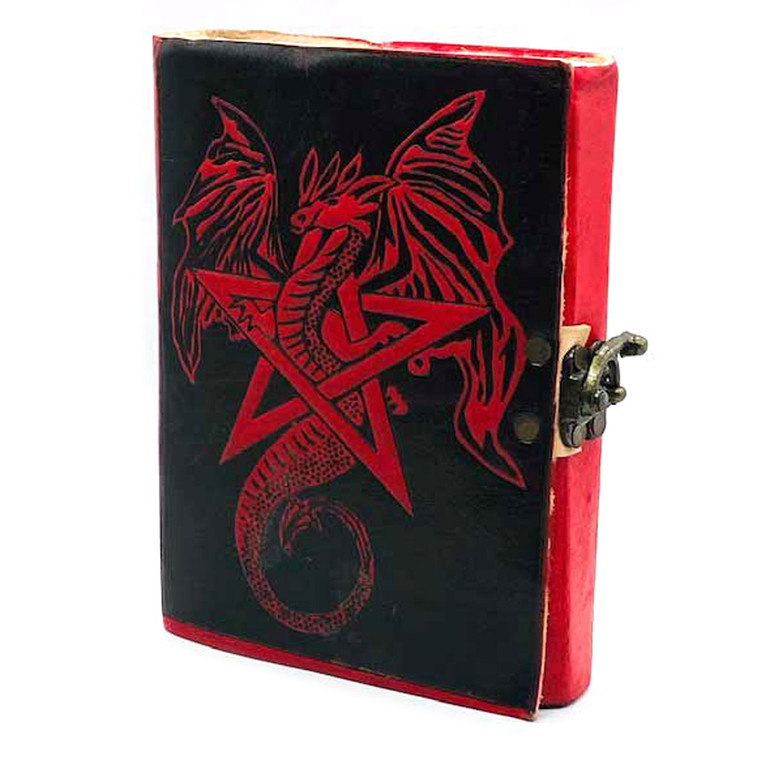 Red Dragon Leather Blank Book with Latch