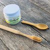 Bubble & Bee Alkalizing Toothpaste with bamboo toothbrush and bamboo scoop