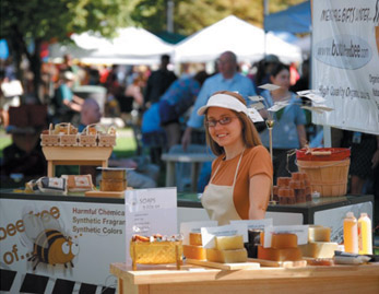 Steph at farmer's market in 2007