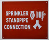 Sprinkler Standpipe Connection  with English Text and Symbol  Safety Sign