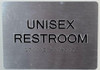 Unisex Restroom Sign with Tactile Text and Braille Sign - Unisex Restroom Sign with Tactile Text and Braille Sign -
