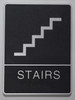 STAIRS Sign- BLACK- DOB SIGN Braille DOB SIGN with Raised Tactile Graphics and Letters