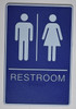 Restrooms Sign- BLUE- BRAILLE