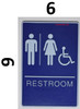 ACCESSIBLE Restrooms Sign- BLUE- BRAILLE