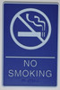 NO SMOKING Sign- BLUE- Braille HPD SIGN with Raised Tactile Graphics and Letters