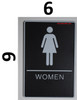 WOMEN Restroom Sign- BLACK- BRAILLE