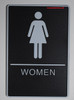 WOMEN Restroom Sign- BLACK- BRAILLE