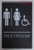 ACCESSIBLE Restrooms Sign- BLACK- BRAILLE