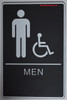MEN ACCESSIBLE Restroom Sign- BLACK- Braille BUILDING SIGNwith Raised Tactile Graphics and Letters