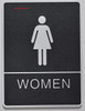 WOMEN Restroom Sign- BLACK- BRAILLE