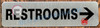 RESTROOMS RIGHT SignBRUSHED ALUMINUM