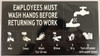 Employees Must WASH Hands Before Returning to Work SIGNAGE Employees Must WASH Hands Before Returning to Work SIGNAGE