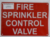 FIRE Sprinkler Control Valve  Building Sign FIRE Sprinkler Control Valve  Building Sign