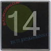 ELEVATOR FLOOR NUMBER 14 SIGN- ELEVATOR JAMB PLATE FLOOR 14 BUILDING SIGN