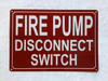 NYC FIRE PUMP MAIN DISCONNECT SWITCH SIGN