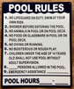 HPD POOLS RULES SIGN WITH POOL HOURS ON IT