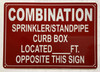 COMBINATION SPRINKLER STANDPIPE CURB BOX LOCATED FEET OPPOSITE THIS SIGN SIGN