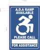 NYC A.D.A RAMP AVAILABLE PLEASE FOR ASSISTANCE SIGN