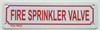FIRE Sprinkler Control Valve  Sign FIRE Sprinkler Control Valve  Sign
