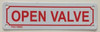 OPEN VALVE  Safety Sign