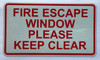 NYC FIRE ESCAPE WINDOW PLEASE KEEP CLEAR STICKER/DECAL